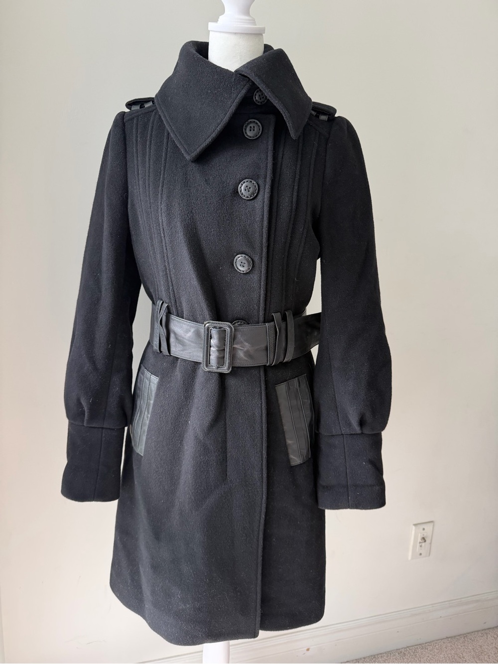 Vintage Mackage Black Belted Wool Coat - Picture 2 of 7